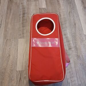 Retired American Girl Doll Carrying Case Backpack Red with Pink Straps